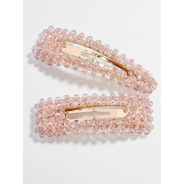 Pinza para el cabello con perlas facetadas de cristal rosa para mujeres y niñas, conjunto de regalos para el día de la madre, horquillas grandes de imitación con diamantes de imitación, pasador, acces