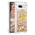 thumbnail image 4 of CCSmaller Glitter Clear Sparkly Bling Case for Google Pixel 7a , Flowing Liquid Quicksand Cover with Diamond Ring Holder Case for Google Pixel 7a LSZ Gold, 4 of 8