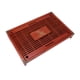 thumbnail image 5 of Bandeja de té Kongfu de estilo chino, de madera, con drenaje y almacenamiento de agua, con diseño de orquídea, color rojo oscuro., 5 of 14