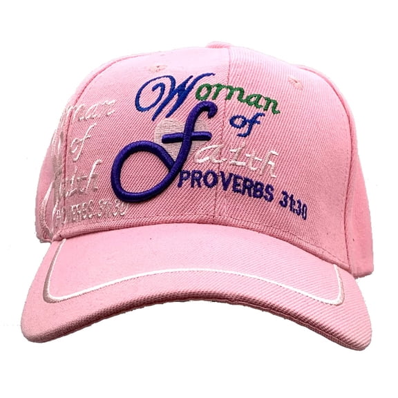 Black Duck Brand Embroidered Woman of Faith - Proverbs 31:30 - Adjustable Baseball Cap/Hat (Pink)