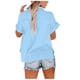 thumbnail image 5 of Talla grande Tops de tallas grandes,Camiseta de cuello en V para mujer, blusa holgada de manga larga, mezcla de algodón y lino, ropa informal de diario, sopatenor, 5 of 8