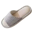 thumbnail image 2 of Xfvqtps Mens Womens Linen House Slippers Open Toe Slide Shoes Non Slip Indoor Casual Flat Comfy Couple Home Shoes, 2 of 5