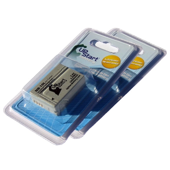 2x Pack - UpStart Battery Canon PowerShot G16 Battery - Replacement for Canon NB-10L Digital Camera Battery (1000mAh, 7.4V, Lithium-Ion)