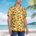 thumbnail image 3 of Susaid Green Leaf Sunflower Print Short Sleeve Shirts Button Down Casual Shirts Summer Beach Aloha Button Down Short Sleeve for Men ,Medium, 3 of 7