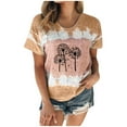 thumbnail image 2 of QIPOPIQ Womens Tops Graphic Tees Short Sleeve Sexy Gradient Regular Summer Plus Size Tops Khaki M, 2 of 4