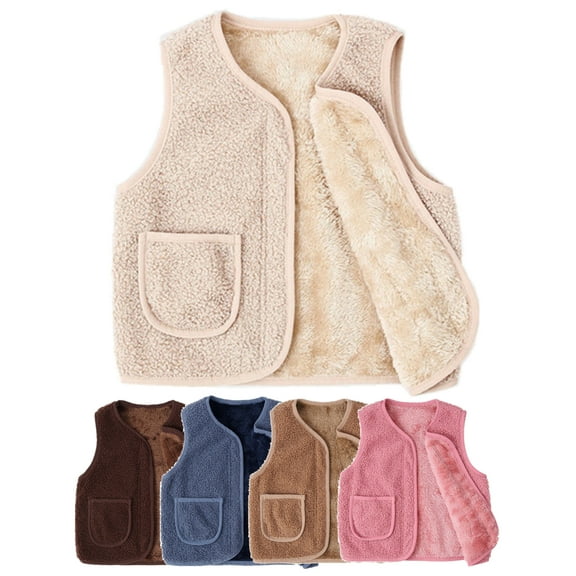 0-10T Boy Girl Fleece Vest Coat Kids Zip Up Sleeveless Winter Warm Outwear Cardigan Jackets Waistcoat