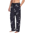 thumbnail image 3 of Mens Pajama Pants - Soft Sleep & Lounge Pants for Men, cute white anchor dots navyblue Cuteness Casual PJ Bottoms Pants with Pockets, 3 of 5