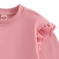 thumbnail image 6 of Nwiuh Toddler baby Girls Ruffle Sleeve Sweatshirt 6 Months-4 Years Solid Color Crewneck Cotton Pullover (Pink, 2-3 Years), 6 of 6