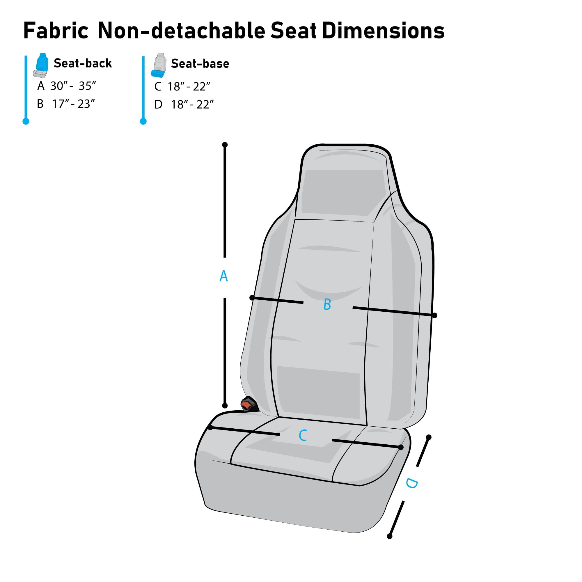 FH Group Flat Cloth Car Seat Cover, Universal Gray Front Set Seat Covers with Air Freshener