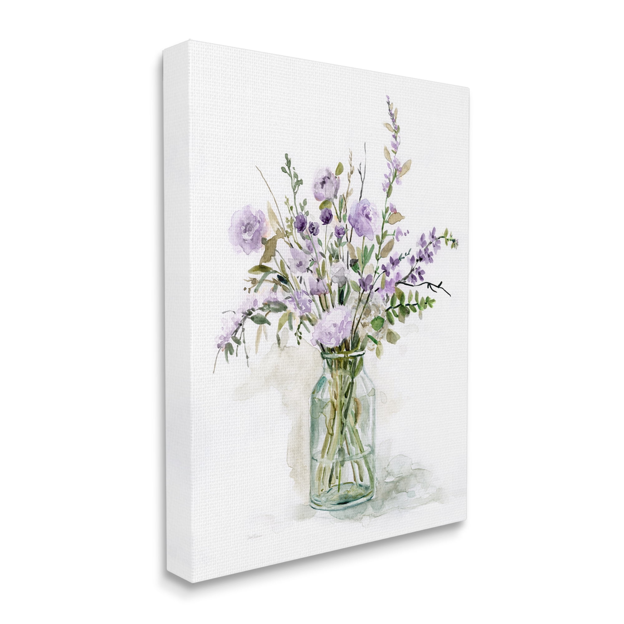 Stupell Industries Dainty Lavender Blooms Arrangement Classic Glass Vase Graphic Art Gallery Wrapped Canvas Print Wall Art, Design by Carol Robinson