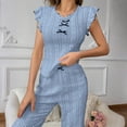 thumbnail image 2 of vdgthytj Womens Pajamas Sets Casual Bow Ruffle Sleeveless Top and Pants 2 Piece Outfits Sleepwear Pjs, 2 of 7