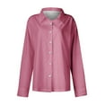 thumbnail image 5 of XuJwPNcy Womens Button down Shirts Solid Color Dress Shirt Long Sleeve Collared Office Work Blouses Tops Fall Outfits for Women（Pink,X-Large), 5 of 5