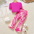 thumbnail image 4 of JUMEYU Cute Toddler Girl Outfits Toddler Baby Girls Clothes Outfits Short Sleeve Pullover T-Shirt Tops + Pants Set Summer Set 5T 6T (Hot Pink,5-6 Years), 4 of 5