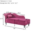 thumbnail image 6 of 2-in-1 Velvet Storage Chaise Lounge Ottoman with Solid Wood Legs & Button Tufting, Burgundy, Bedroom/Living Room Lounge Bench with Lumbar Support Pillow, 6 of 6