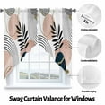 thumbnail image 4 of Swag Curtains Valances for Windows, Mid Century Boho Short Kitchen Window Curtains Over Sink, Navy Pink Abstract Geo Leaf Cafe Curtains Panel Set Of 2,Rod Pocket, 63 Inches Length White, 4 of 8