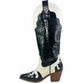 thumbnail image 2 of ARiderGirl Pamela Women's Western Cowboy Knee-High Booties Embordged Croco Printed Stacked Heel Pointed Toe Boots, 2 of 5