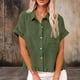 thumbnail image 1 of TaTaai Stylish Short Sleeve Top for Women, Flared Collar Design with Fringe Detail, Front Pocket Blouse, Lightweight Summer Wear, Casual Outing and Daily Attire Gift, 1 of 9