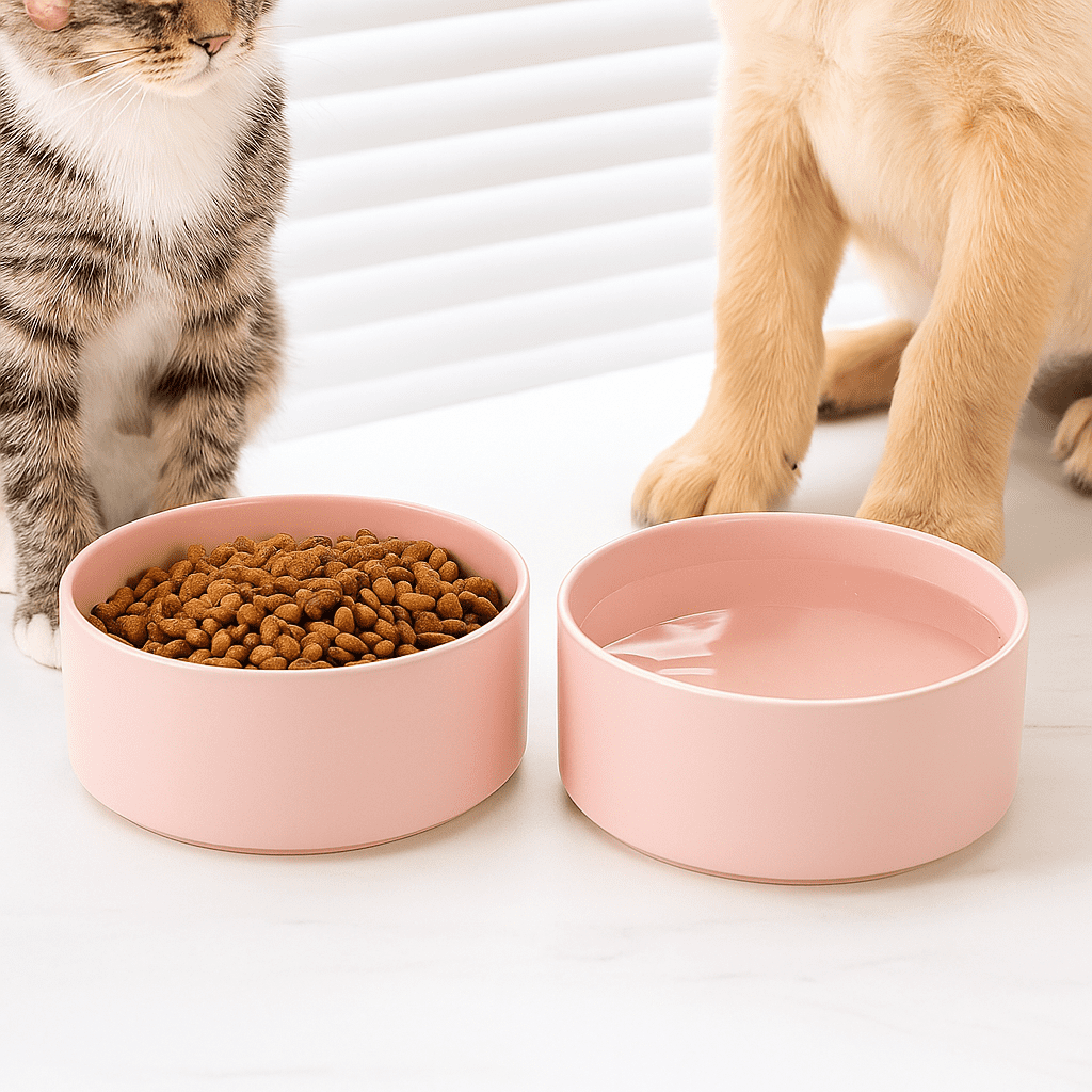 Ceramic Dog and Cat Bowl – Pink, 30oz/900ml Non-Slip Food and Water Dish – Durable, Easy to Clean, Dishwasher Safe Feeding Bowl for Small & Medium Pets