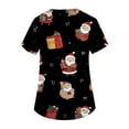 thumbnail image 4 of Garbnen Scrub Tops for Women Merry Christmas Fitted Scrub Tops Women Stretchy Short Sleeve V Neck Santa Claus Print Nurses Working Uniforms with Pockets, 4 of 6