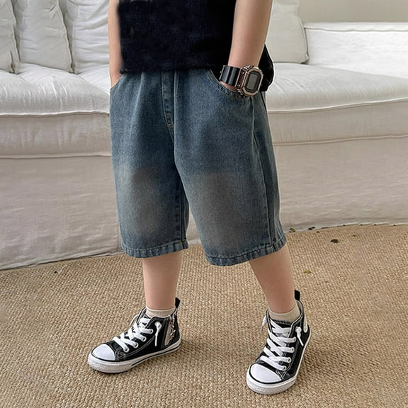 Boys Denim Shorts Classic Elastic Waist Summer Trousers Short Boys Fashion Teen 13-14 Boys Shorts