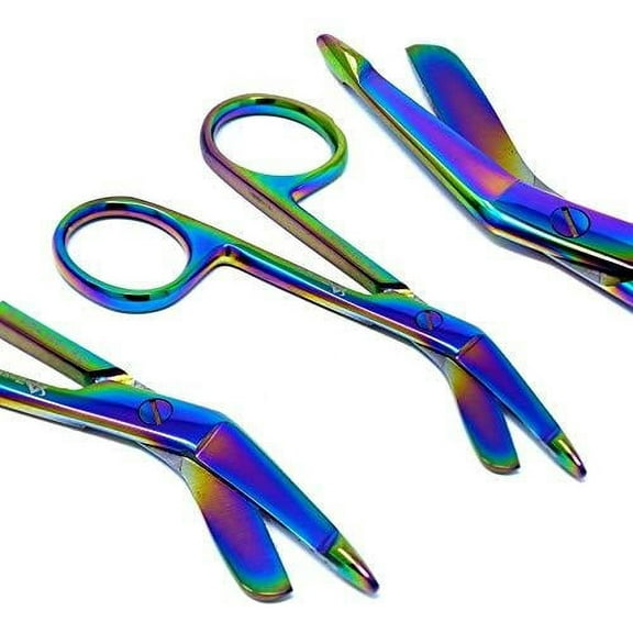 Multi Color Rainbow Lister Bandage Scissors 3.5", Stainless Steel