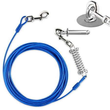 Petbobi 30 ft Tie Out Cable for Dog With Expansion Bolt Stake  Durable Spring and Metal Swivel Hooks for Outdoor  Yard and Camping  Proof Training Tether for Small to Medium Dogs Up to 85 Pound