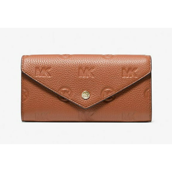 Michael Kors Womens Jet Set Travel Large Logo Embossed Leather Envelope Wallet (Luggage) 35F3GTVE7T-230