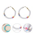 thumbnail image 2 of 1 Pair Disc Beaded Strand Earrings Stylish Polymer Clay Stack Ear Drop for Women, 2 of 8