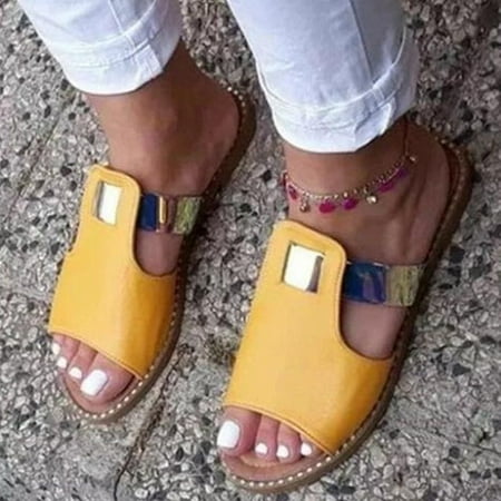 

Summer Womens Flip-Flops Open Toe Casual Shoes Flats Slip On Roman Slippers