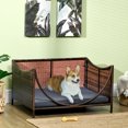 thumbnail image 2 of PawHut Rattan Pet Bed with Water-resistant Cushion, Wicker Dog House, Brown, 2 of 10
