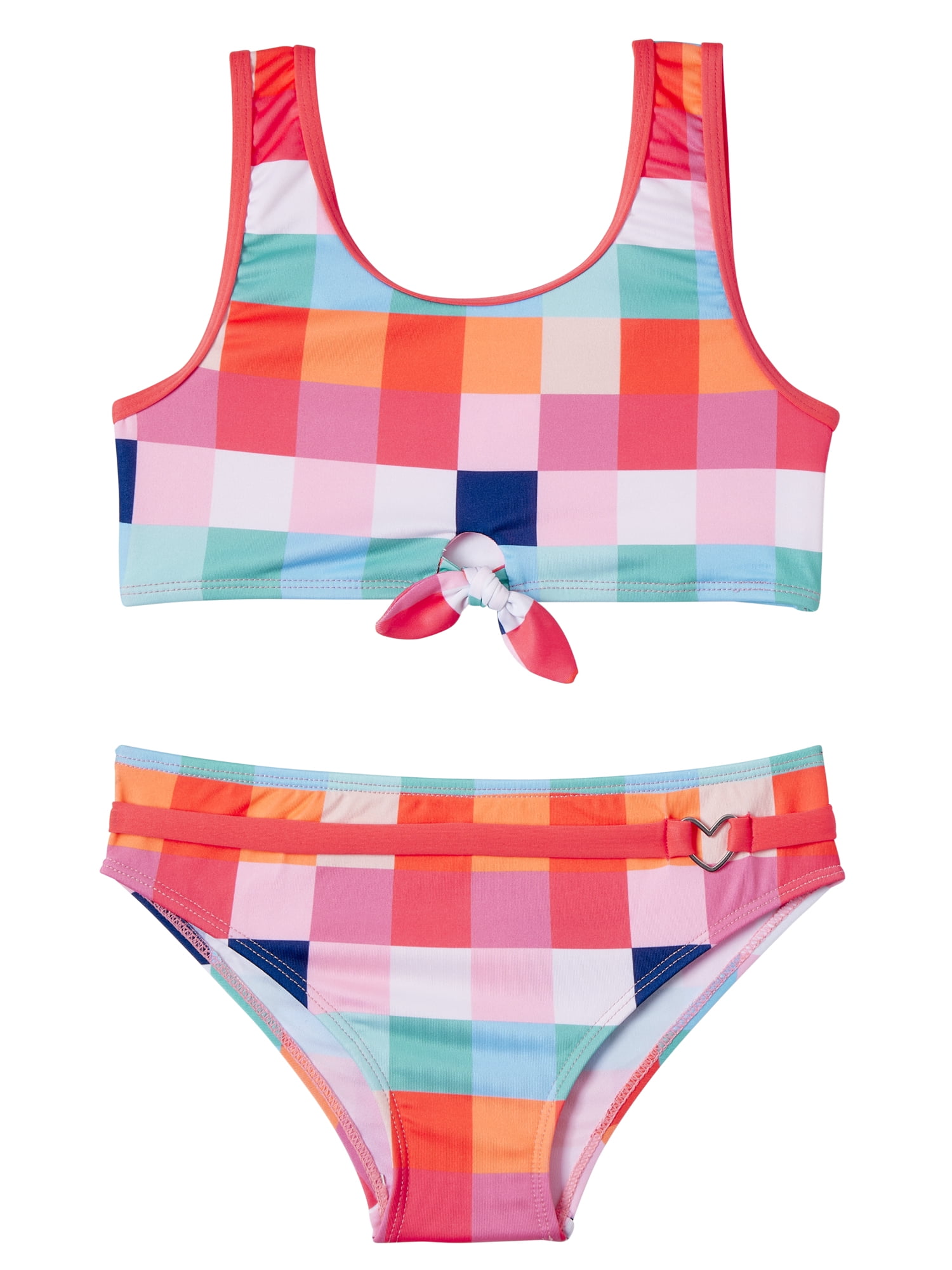 pink and white checkered swimsuit