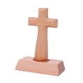 thumbnail image 2 of Estatua de cruz de madera de pie, cruz de mesa de recuerdo religioso para capilla, Pascua, Cabeza cuadrada, 2 of 9