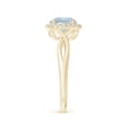 thumbnail image 3 of ANGARA Natural Round 1.12 ct Aquamarine Halo Ring with Criss Cross Shank in 14K Yellow Gold for Women (Size-7mm) | March Birthstone, Anniversary, Jewelry Gift for Women | Natural Aquamarine Ring, 3 of 10