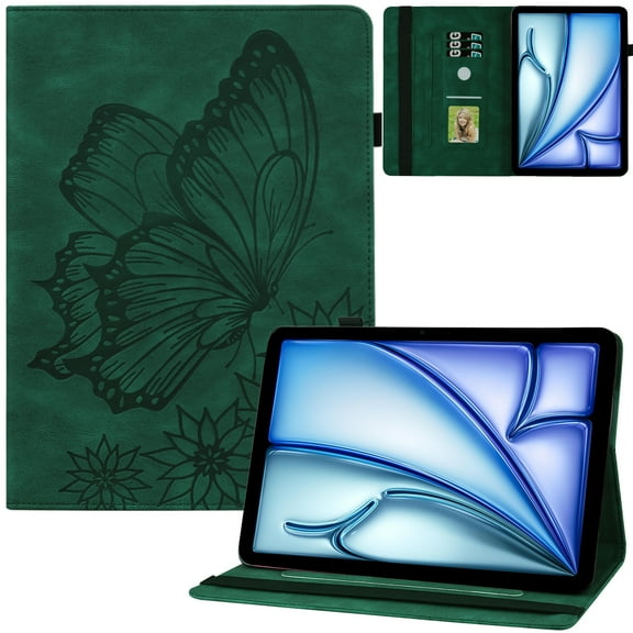 Artyond Case for New iPad Air 11 inch M2 (2024), Premium PU Leather Folio Card Slots Cover Multi-angle Viewing Stand with Auto Sleep/Wake Case for iPad Air 11 Inch (M2) 6th Generation 2024, Green
