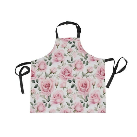 

JSTEL Pink Rose Flowers Apron with 2 Pockets for Women Men Adjustable Garden Bib