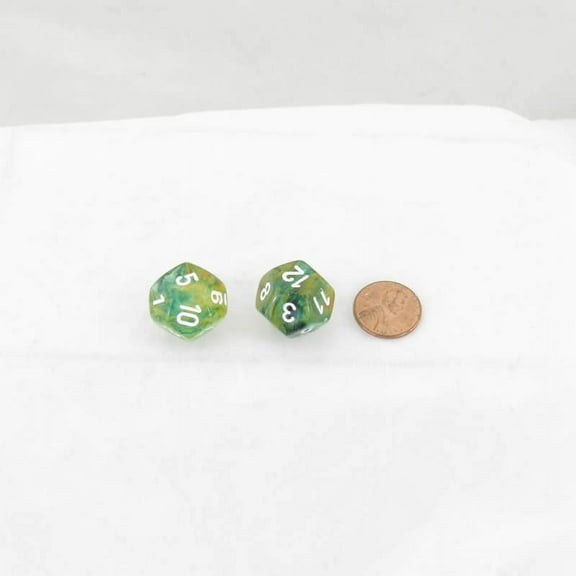 Spring Nebula Luminary Dice with White Numbers 16mm (5/8in) D12 Set of 2 Wondertrail
