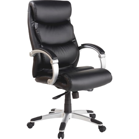 Lorell Executive Bonded Leather High-back Chair 1 Each Black Silver