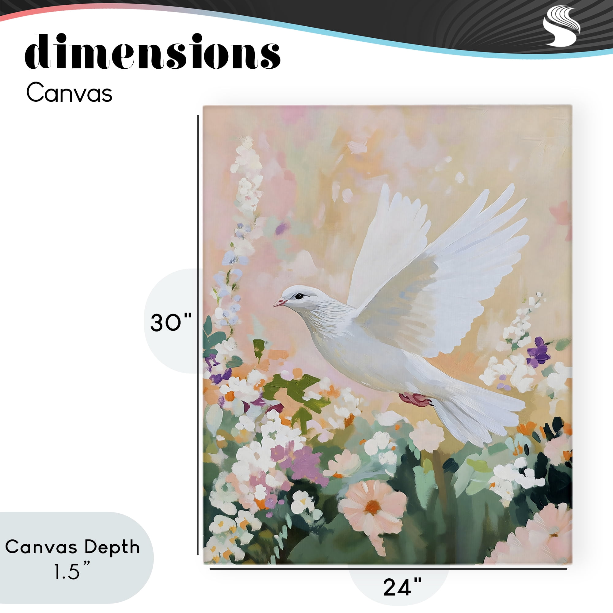 Stupell Industries White Dove Among Spring Blooms Canvas Wall Art, design by The Prints Vibe