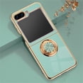 thumbnail image 1 of ELEHOLD for Samsung Galaxy Z Flip 5 Slim Case Electroplating Frame Design Lens Protection Metal Ring Holder Stand Function Compatible with Magnetic Car Mount Shockproof Lightweight Case,Mint, 1 of 10