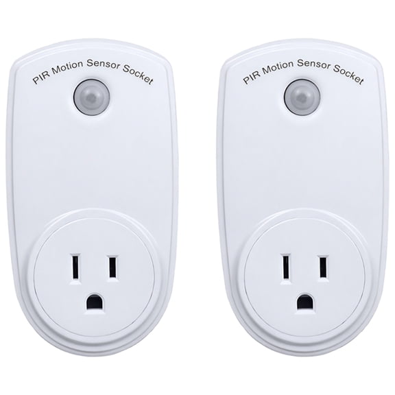 2-Pack Motion Sensor Plug-in Light, 120° Angle Automatic On/Off, 20 ft (6 m) Range, Delay Turn-off Feature, Ideal for Garage, Hallway, Outdoor, CE Certified, 120V, White