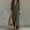 *Green, variant on ClodeEU Women's V Neck 3/4 Sleeve Button Shirt Dress with Front Slit ,Elegant Casual Summer Maxi Dress Black,Women's Plus L
