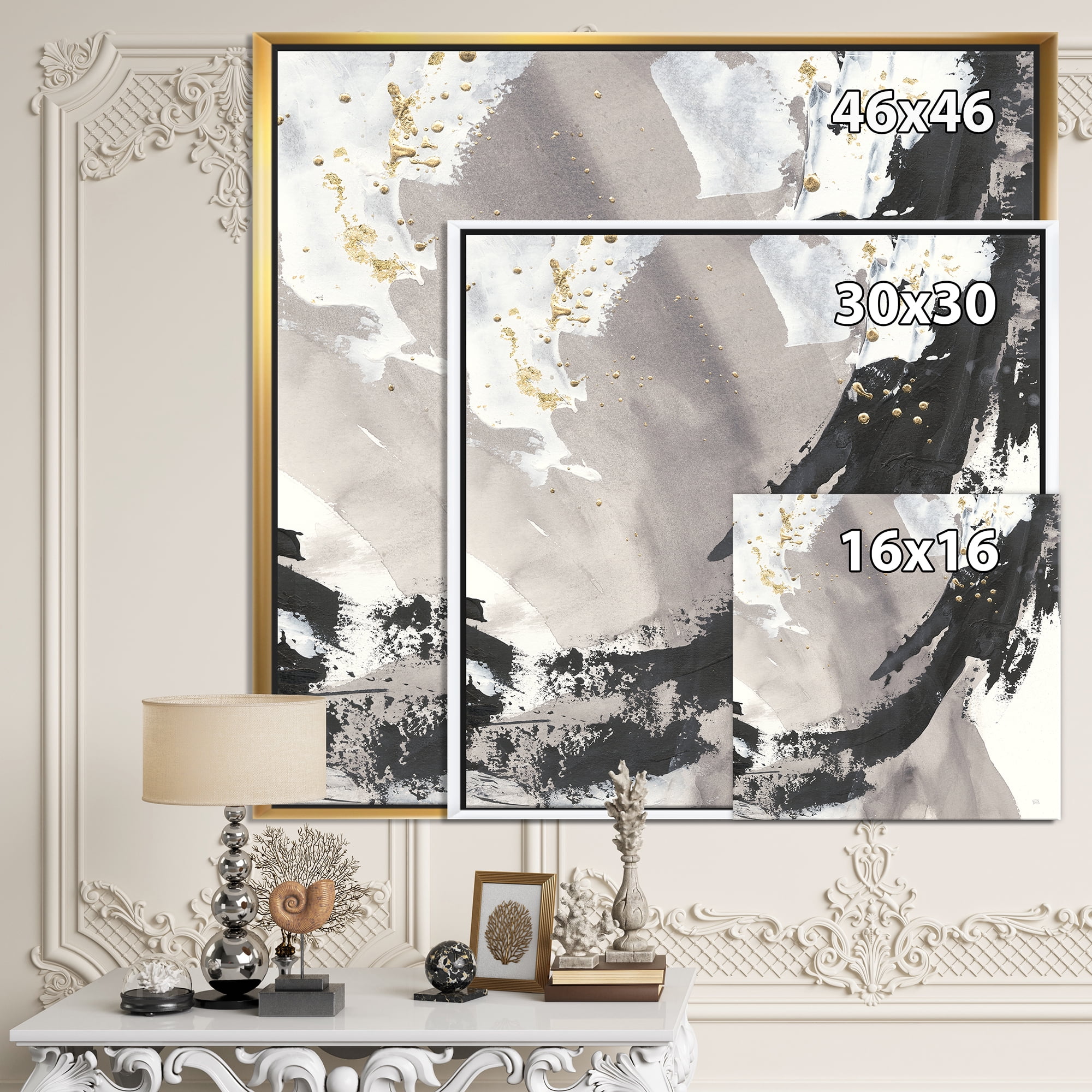 Designart ' Glam Painted Arcs III ' Transitional Framed Canvas