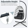 thumbnail image 6 of Egg Chair with Stand, Foldable Hanging Swing Chair with Cushions & Pillow, HDPE Rattan & Aluminum-Steel Frame, 350lbs Capacity All-Weather Indoor/Outdoor Use for Patio, Balcony, Bedroom,Dark Gray, 6 of 8