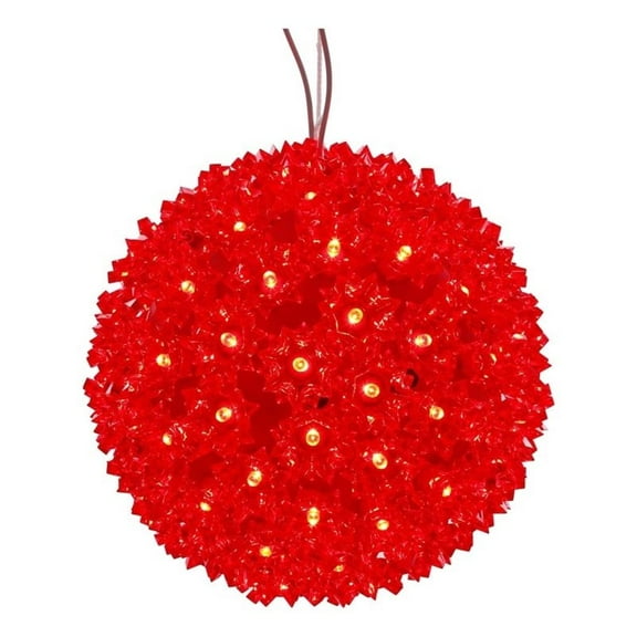 Pemberly Row 6" Starlight Sphere Christmas Ornament with LED Lights in Red