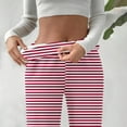 thumbnail image 3 of Maean Women's Striped Pants Fleece Fuzzy Lined Straight Leg Loose Trousers Casual High Waist Sweatpants, 3 of 7
