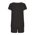 thumbnail image 5 of dazeni Womens Pajamas 2 Piece Lounge Sets with Pockets Striped Short Sleeve T Shirts Drawstring Shorts Crewneck Sleep Matching Set, 5 of 5