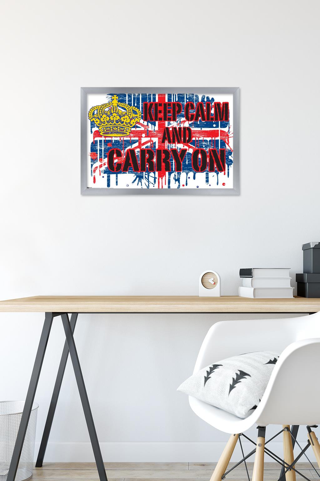 Keep Calm Wall Poster, 14.725" x 22.375", Framed