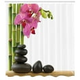 thumbnail image 3 of Ambesonne Spa Themed Shower Curtain, Pink Orchid and Stones, 69"Wx84"L, Black Green and Pink, 3 of 3