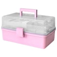 thumbnail image 1 of Pill Storage Box 3-Layer Large Capacity Home Cosmetics Organizer Multi-layer Sundries Case Plastic Sundries Organizer, Ordinary Style, Pink, 1 of 7
