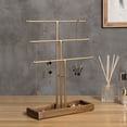 thumbnail image 4 of MyGift 3-Tier Gold-Tone Metal Jewelry Tower with Brown Wood Base, Unisex, 4 of 6